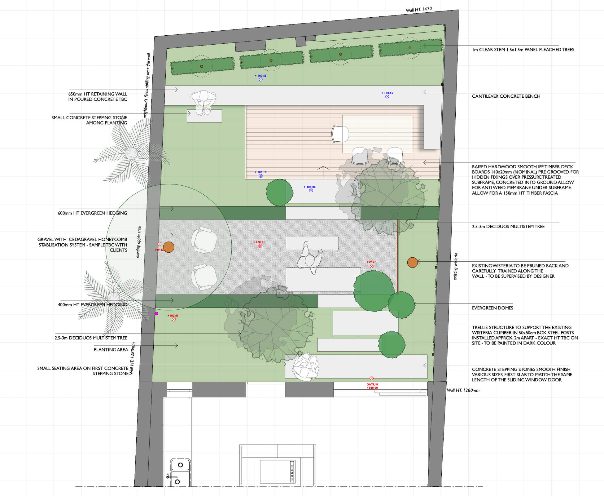 This was the early concept design presented to the client, which didnÕt change much. The simple lateral lines were very effective at making the space feel much bigger.