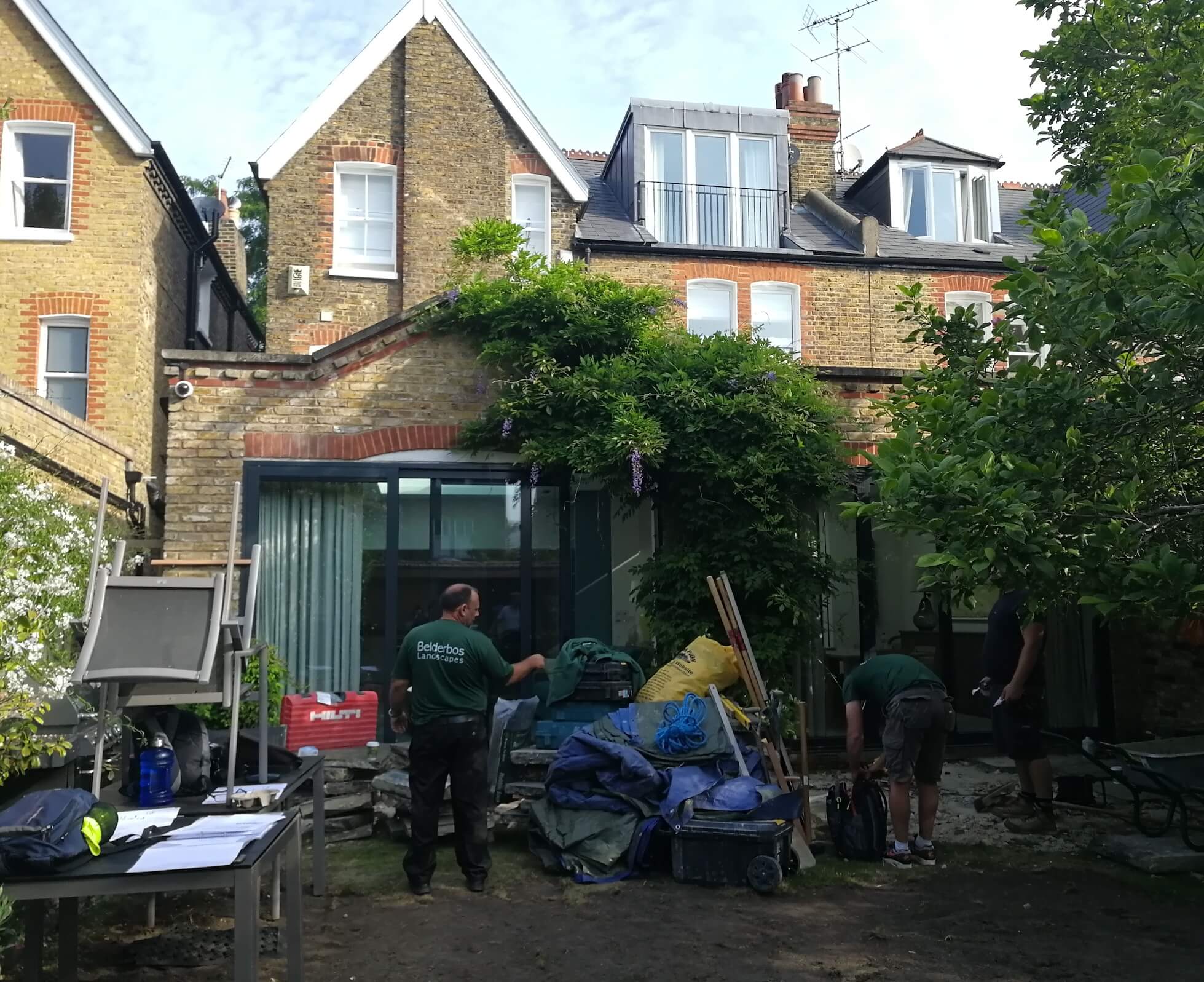 The site as garden construction commences.